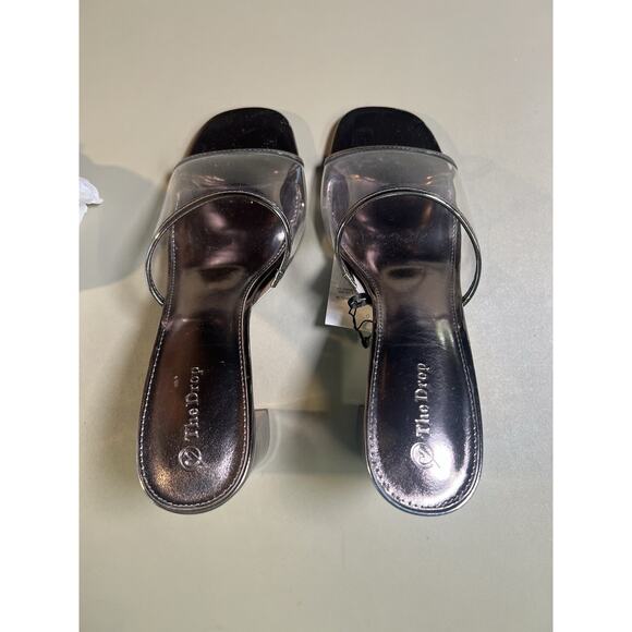 The Drop Women's Pattie High Block-Heeled Mule Sandal Pewter Clear 10 - Picture 8 of 10